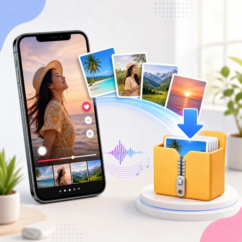 របៀបទាញយករូបភាព TikTok Slideshow ជា ZIP ដោយគ្មាន Watermark [2026]