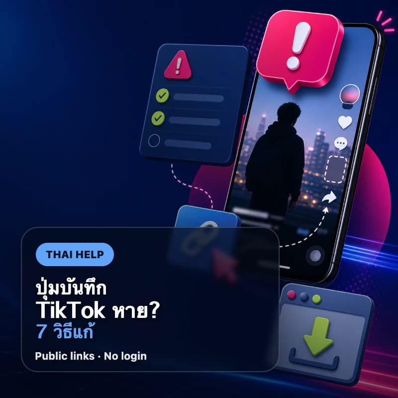 ปุ่มบันทึกวิดีโอ TikTok หาย? 7 วิธีแก้และวิธีเซฟวิดีโออย่างปลอดภัย [2026]