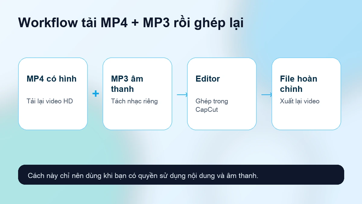 Workflow tải MP4 và MP3 để khắc phục video TikTok tải về không có tiếng